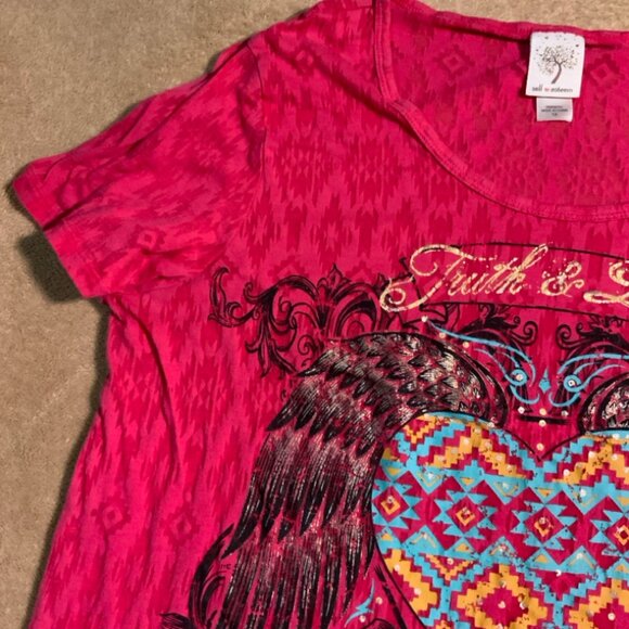 Self Esteem Sz 1XL Pink Shirt‎ Truth Love Heart Wings Digger (C) - Picture 2 of 11